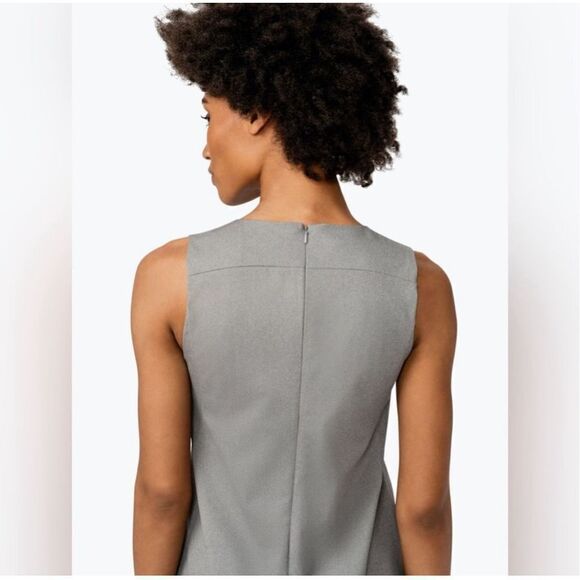 Ministry Of Supply Kinetic Sleeveless V Neck Side Slit Shift Dress Gray Size 14 - Picture 5 of 12